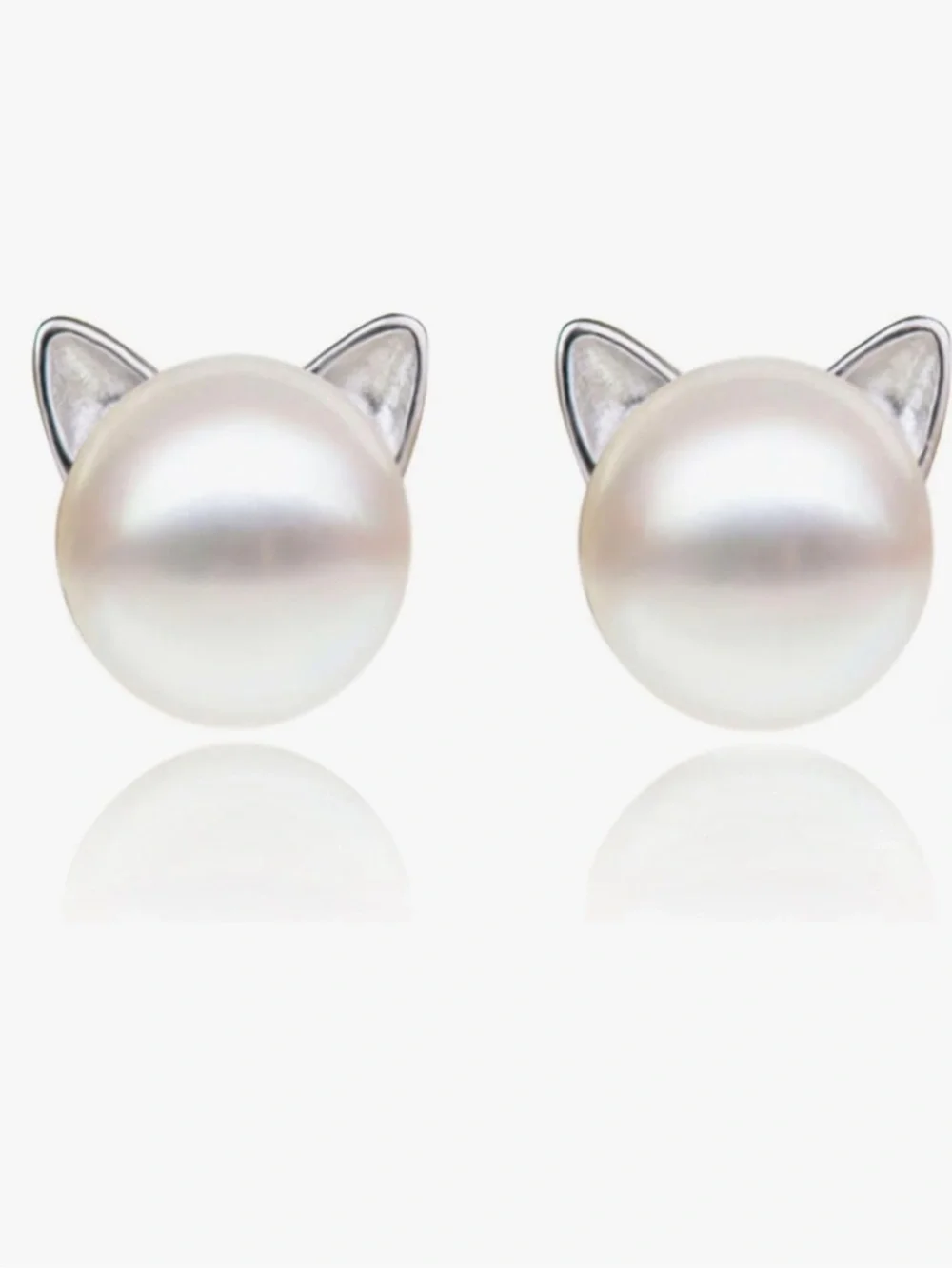 Pearl Cat Ear Studs - White